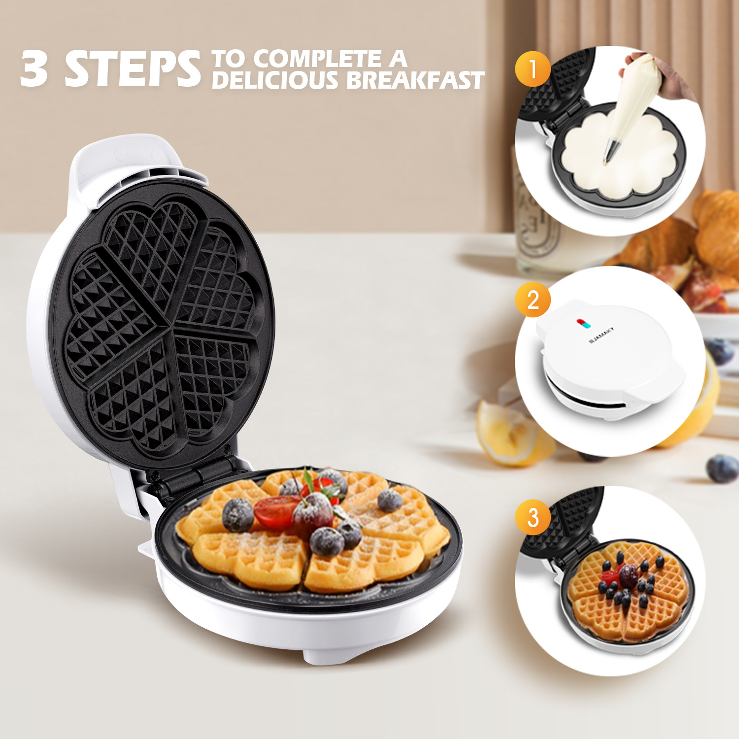 Breakfast Waffle Molds Egg Cak - Mini Waffle Maker Machine recension och pris