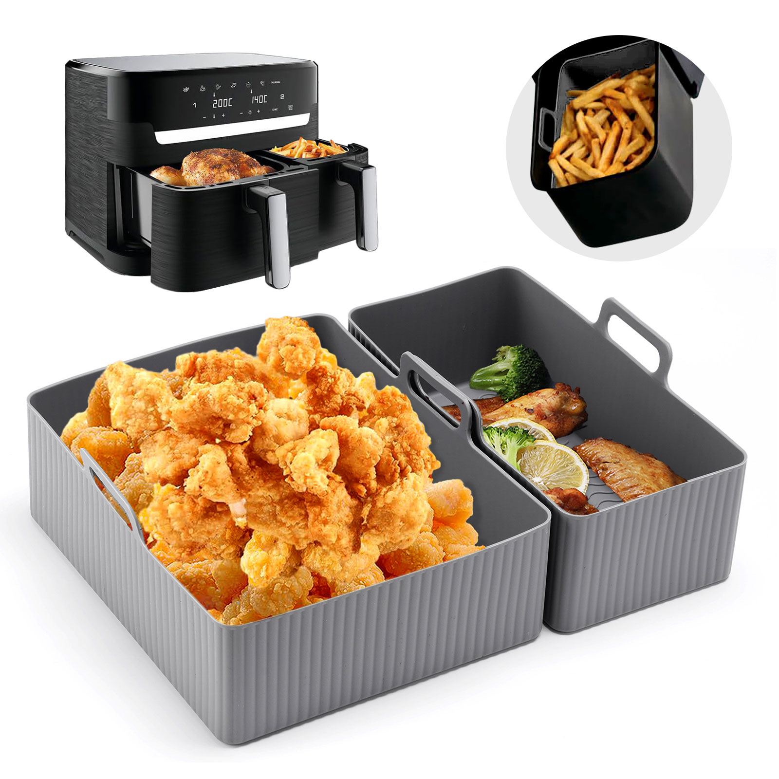 2pcs Set Silicone Air Fryer Ma - Air Fryer Silicone Pot Liner recension och pris